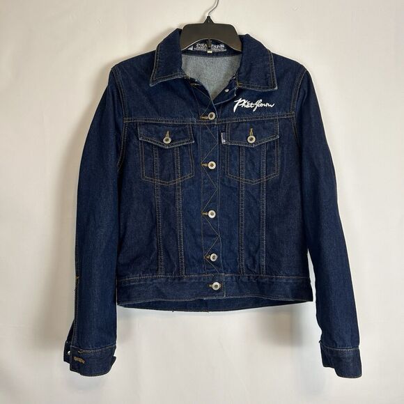 Men's Phatfarm Denim Jacket Size Small Jean Y2K Trucker Jacket Dark Wash S - Picture 1 of 8